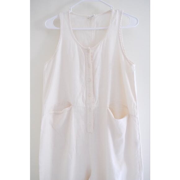 Beaton Linen Pocket Jumpsuit Womens S White Relaxed Boho Lagenlook Coastal - Picture 4 of 10